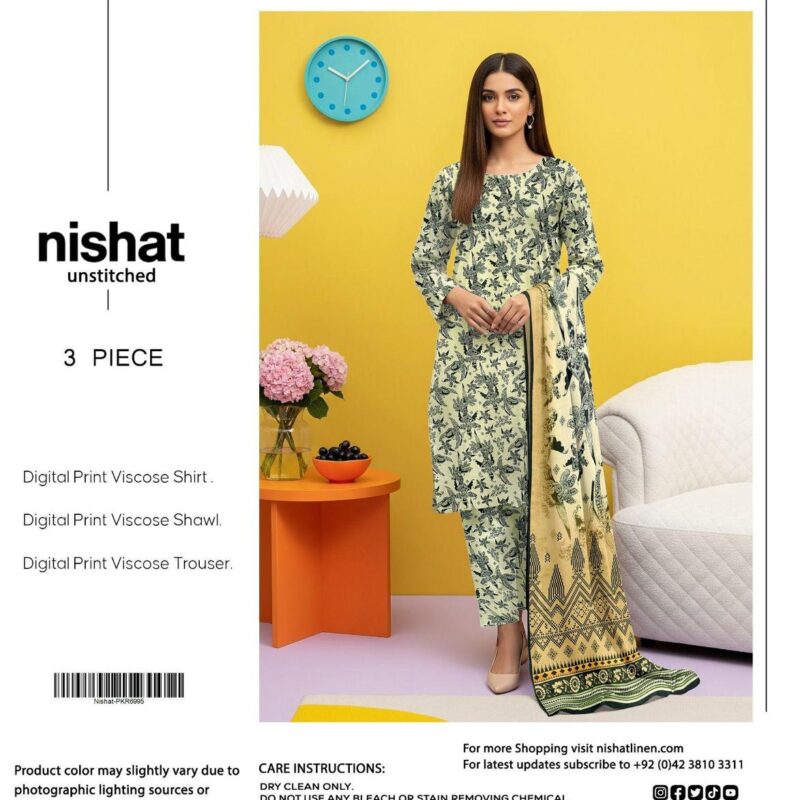 NISHAT 3PC DIGITAL PRINTED VISCOSE SUITES